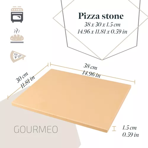 GOURMEO 38x30 cm-es Cordierit Pizza Kő Készlet Bambusz Lapáttal