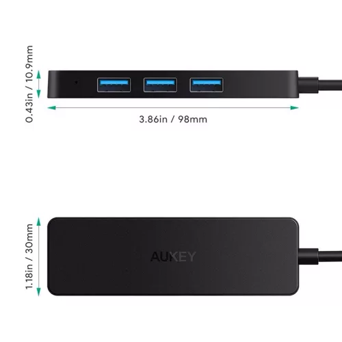 AUKEY CB-H39 4-Portos USB 3.0 HUB – Vékony, Könnyen Hordozható Kivitel