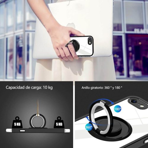 Hensinple iPhone 7/8/SE Telefontok, 360°-ban Forgatható Állvánnyal, Sárgulásmentes TPU-ból
