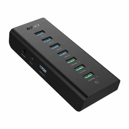 AUKEY CB-H19 7-Portos USB Hub, 4 USB 3.0 és 3 AiPower Töltőport, 36W Tápegységgel