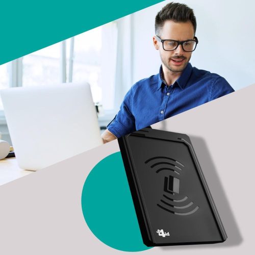 Bit4id MiniLector AIR 3 Érintésmentes Kártyaolvasó, USB 2.0, NFC, Mifare, FeliCa, ISO 14443 A B, 13,56 MHz, Fekete, LED Jelző, Plug And Play