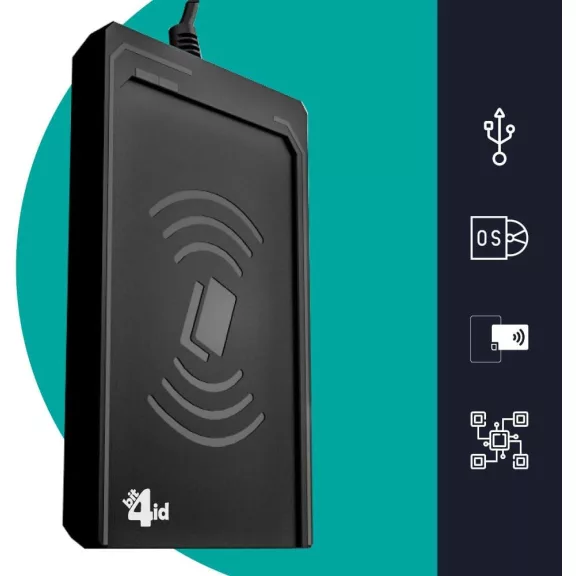 Bit4id MiniLector AIR 3 Érintésmentes Kártyaolvasó, USB 2.0, NFC, Mifare, FeliCa, ISO 14443 A B, 13,56 MHz, Fekete, LED Jelző, Plug And Play Bit4id MiniLector AIR 3 Érintésmentes Kártyaolvasó, USB 2.0, NFC, Mifare, FeliCa, ISO 14443 A B, 13,56 MHz, Fekete, LED Jelző, Plug And Play