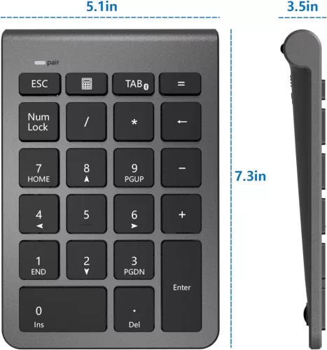 CATECK Bluetooth Numerikus Billentyűzet - Vezeték Nélküli Bluetooth Kiegészítő Billentyűzet PC-hez/Laptophoz/Irodai Munkához