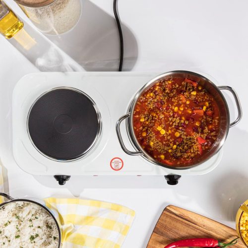 Tristar KP-6245 Dupla Főzőlap, 15,5 és 18,5 cm átmérő, 5 Fokozatú Hőmérséklet-szabályozás, 2500W Teljesítmény, Fehér