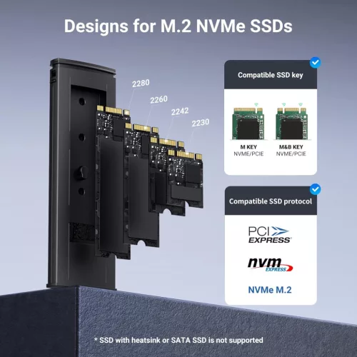 UGREEN 10Gbps M.2 NVMe SSD Ház, Szerszámmentes, USB C Külső Adapter