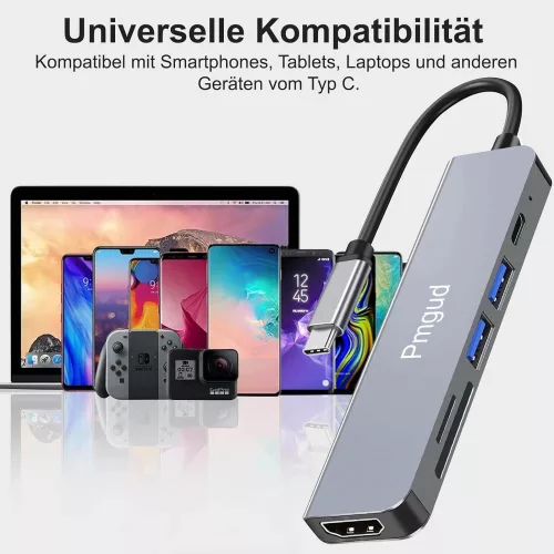 Pmgud USB C Hub, USB C Adapter 6 az 1ben Átalakító