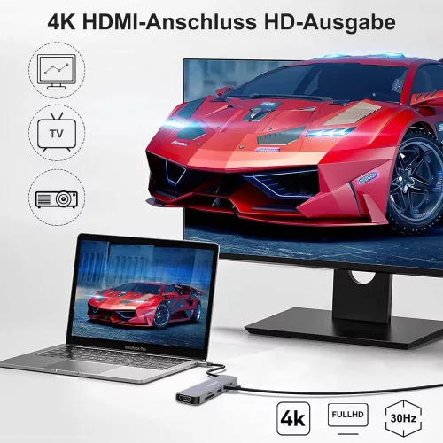 Pmgud USB C Hub, USB C Adapter 6 az 1ben Átalakító