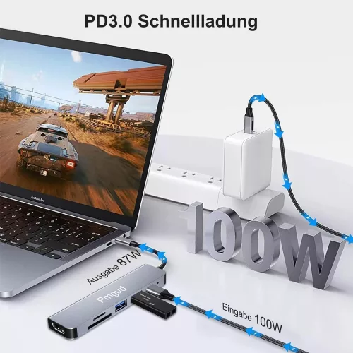 Pmgud USB C Hub, USB C Adapter 6 az 1ben Átalakító