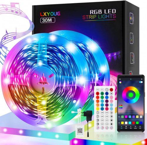 Lxyoug 30 méteres (15x2) LED Szalag, Bluetooth RGB Távirányítóval
