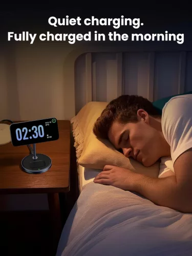 UGREEN MagFlow 2-In-1 Mágneses Wireless Charging Stand, iPhone 17 16 15 14 13 12, AirPods, 7,5W, 5W, Qi, USB-C, Állítható Dőlésszög, Fekete