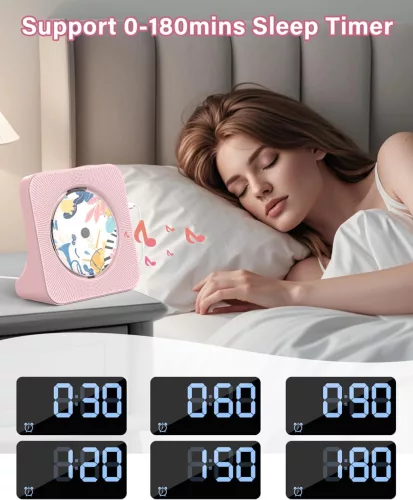Greadio KC-806 Pink Bluetooth 5.0 Asztali CD Lejátszó