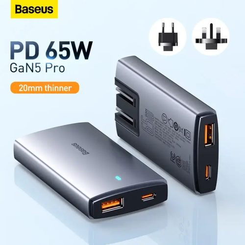 Baseus GaN Pro Ultra-Slim Gyors Töltő C+U 65W