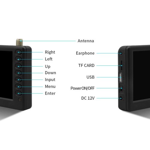 LEADSTAR D5 DVB-T2 Digitális Autós TV 5 Hüvelykes LED Képernyő, 1500 mAh Akkumulátor