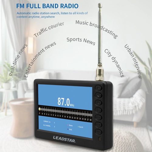 LEADSTAR D5 DVB-T2 Digitális Autós TV 5 Hüvelykes LED Képernyő, 1500 mAh Akkumulátor