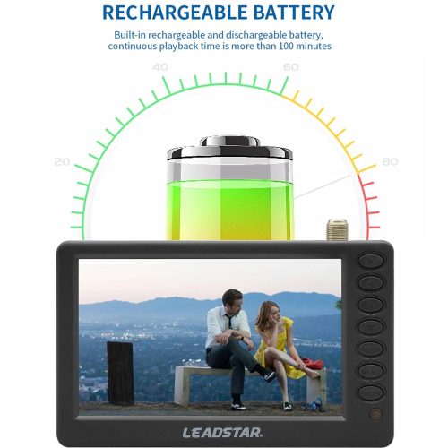 LEADSTAR D5 DVB-T2 Digitális Autós TV 5 Hüvelykes LED Képernyő, 1500 mAh Akkumulátor