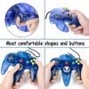 Hovlian 2 Pack Klasszikus Vezetékes 64-Bit Játékvezérlő N64 Konzolhoz (Áttetsző Kék és Lila)