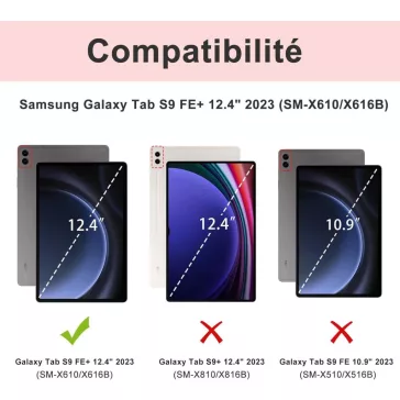   JADEMALL Billentyűzet Tok Samsung Galaxy Tab S9 FE+ 31cm 2023, Bluetooth, AZERTY, Háttérvilágítás 7 Szín, Mágneses Levehető, Rózsaszín, TPU, PU