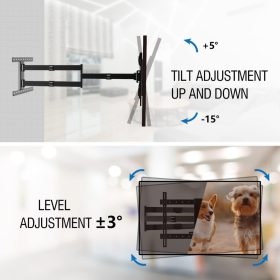   GINKGO Fali TV Konzol, Extra Hosszú 120 cm Kar, 37-80" (94–203 cm) LCD LED OLED TV, Dönthető, Forgatható, Max 45 kg, VESA 600 × 400, Fekete