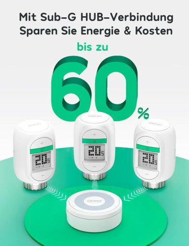 Winees Okos Radiátor Termosztát, 3 Darab, WLAN, Programozható, Alexa És Google Asszisztens Kompatibilis, Fagyvédelem, Üdülési Mód