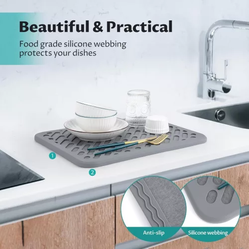 OrgAce Kovaföld Csepegtető Konyhapulthoz, Gyorsan Száradó, Szilikon Rácsozással, Rendkívül Nedvszívó, Hőálló és Csúszásmentes