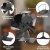 YAZIONG 6-lapátos Hővezérelt Kandallóventilátor Hőmérővel - Fekete Alumínium, 18 cm Magas