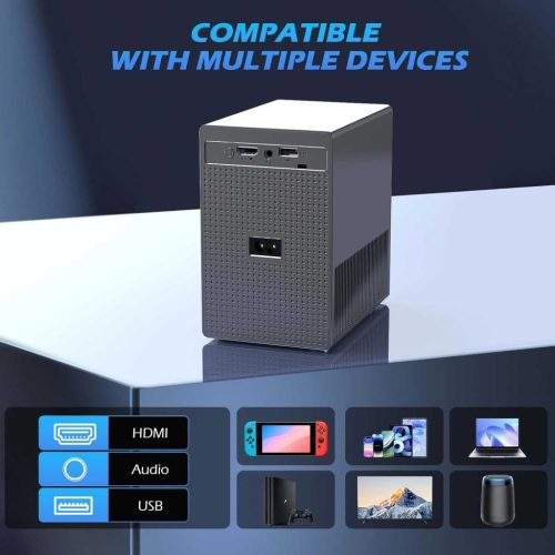 Ctalyn TY265 Mini Projektor, LED, 4K Támogatás, Natív 1080P, 15000 Lumen, Wi-Fi 6, Bluetooth 5.2, Automatikus Trapezkorrekció, Elektromos Fókusz, Beépített Hangszóró, Asztali