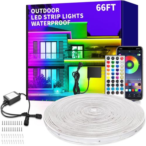 Vimeepro 20m Vízálló Kültéri LED Szalag, RGB, Zene Szinkronizálás, Távirányítóval