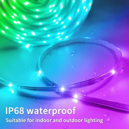 Vimeepro 20m Vízálló Kültéri LED Szalag, RGB, Zene Szinkronizálás, Távirányítóval