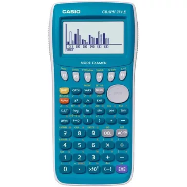   Casio Graph 25+EII Grafikus Számológép, 6,4cm (2.5") Kijelző, 8 Sor 21 Karakter, 20 kB Memória, Ikonmenü, Vizsgamód, 4×AAA Elem, Kék Szürke