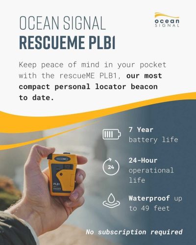 Ocean Signal rescueME PLB1 Vészhelyzeti Személyi Jeladó, GPS, GNSS, 406MHz, 121,500MHz, Műholdas Kapcsolat, Stroboszkóp Fény, 7 Év Akkumulátor, Klipszes Rögzítés