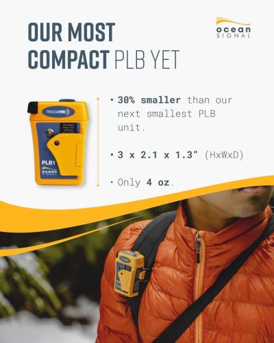 Ocean Signal rescueME PLB1 Vészhelyzeti Személyi Jeladó, GPS, GNSS, 406MHz, 121,500MHz, Műholdas Kapcsolat, Stroboszkóp Fény, 7 Év Akkumulátor, Klipszes Rögzítés