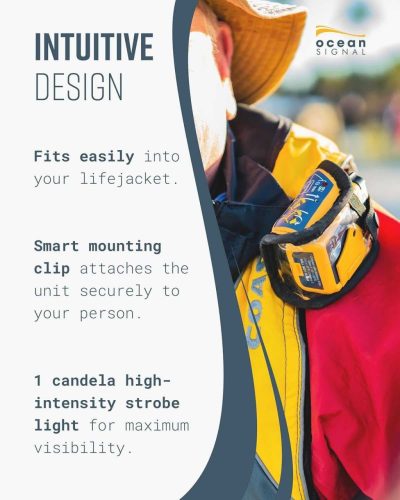Ocean Signal rescueME PLB1 Vészhelyzeti Személyi Jeladó, GPS, GNSS, 406MHz, 121,500MHz, Műholdas Kapcsolat, Stroboszkóp Fény, 7 Év Akkumulátor, Klipszes Rögzítés
