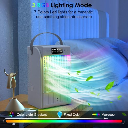 BAPOLE F22-11 Mobil Klíma, 1500 ml Vízkapacitás, 4 Szélsebesség, 2 Permetező Mód, 2-6 Órás Időzítő, 7 Színű LED Éjszakai Fény