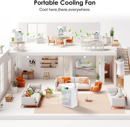 BAPOLE F22-11 Mobil Klíma, 1500 ml Vízkapacitás, 4 Szélsebesség, 2 Permetező Mód, 2-6 Órás Időzítő, 7 Színű LED Éjszakai Fény