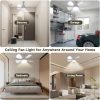 HZSANUE LED Mennyezeti Ventilátor Lámpa Távirányítóval, E27 B22d Foglalat, 5 Fokozatú Dimmelés, 3 Sebesség, 3 Szín Hőmérséklet, 1500 Lm, 15W
