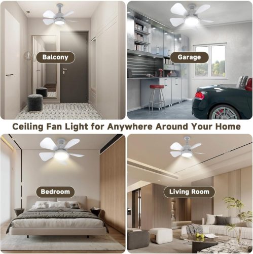 HZSANUE LED Mennyezeti Ventilátor Lámpa Távirányítóval, E27 B22d Foglalat, 5 Fokozatú Dimmelés, 3 Sebesség, 3 Szín Hőmérséklet, 1500 Lm, 15W