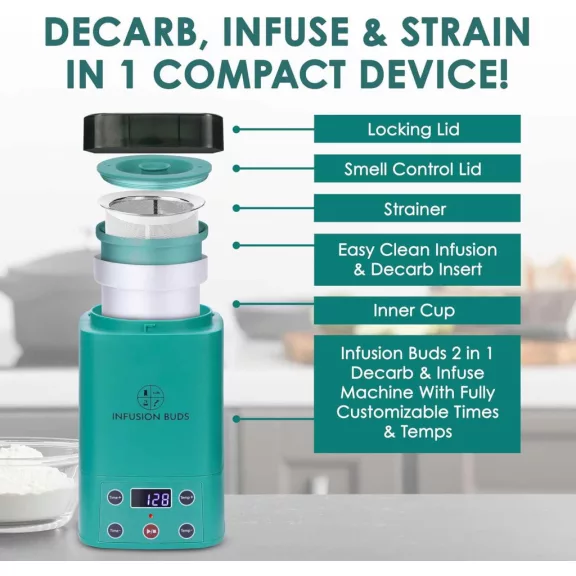 Infusion Buds Dekarboxilátor, 470ml Kapacitás, Automatikus Kikapcsolás, Rozsdamentes Acél, Olaj És Vaj Készítés, Zöld Infusion Buds Dekarboxilátor, 470ml Kapacitás, Automatikus Kikapcsolás, Rozsdamentes Acél, Olaj És Vaj Készítés, Zöld