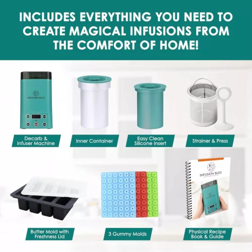 Infusion Buds Dekarboxilátor, 470ml Kapacitás, Automatikus Kikapcsolás, Rozsdamentes Acél, Olaj És Vaj Készítés, Zöld