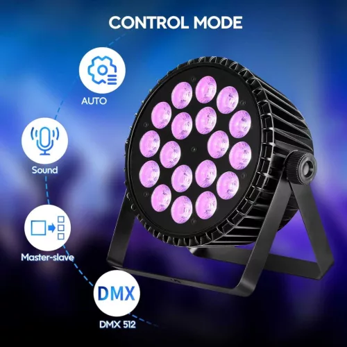 BETOPPER LPC1818 Színpadi LED PAR Lámpa, 18x18W RGBWA+UV, 200W, F Energiaosztály, Alumínium, Fényerős, Hangvezérlés, Színváltás, Modern