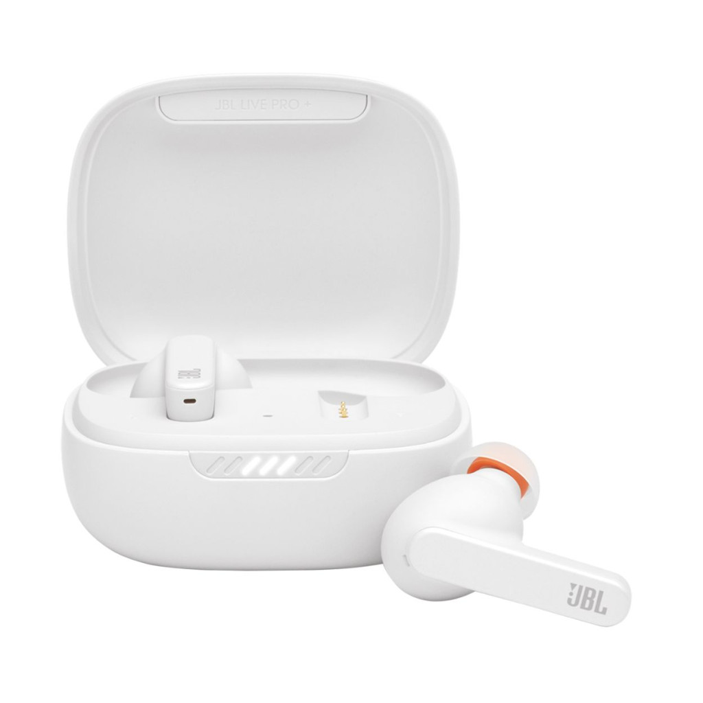 JBL Live Pro+ TWS Vezeték Nélküli Fülhallgató, Adaptív Zajszűrés, Smart Ambient, Dual Connect + Sync, Qi Vezeték Nélküli Töltés, 7 Óra Üzemidő, 28 Óra Töltőtokkal, Fehér