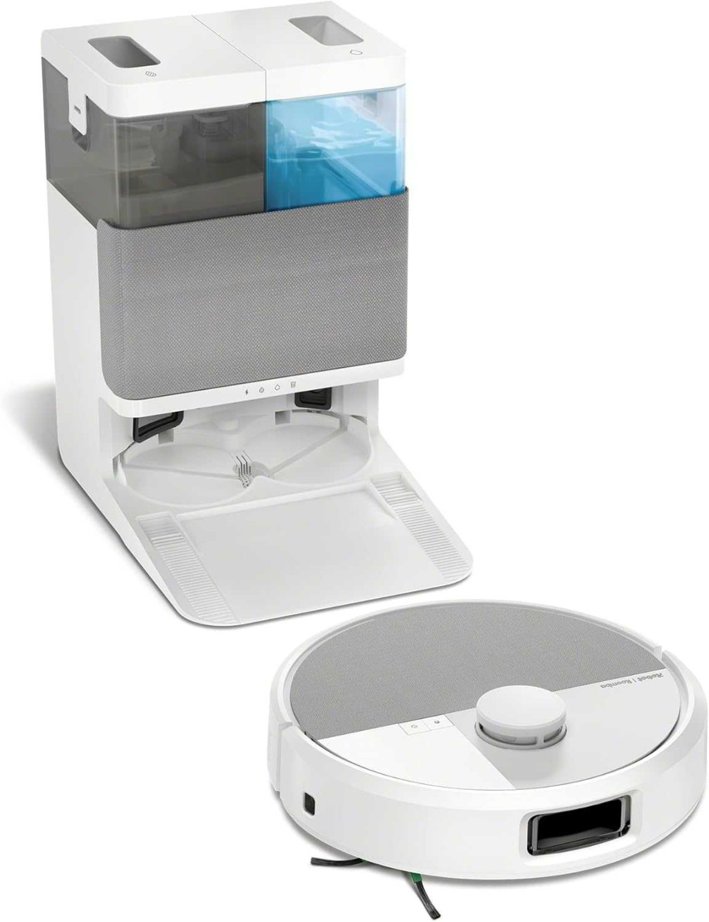 iRobot Roomba Plus 505 Combo Robotporszívó És Felmosó, AutoWash Dock, 7000 Pa Szívóerő, DualClean Mop, SmartScrub, ClearView Pro LiDAR, HEPA Szűrő, Fehér
